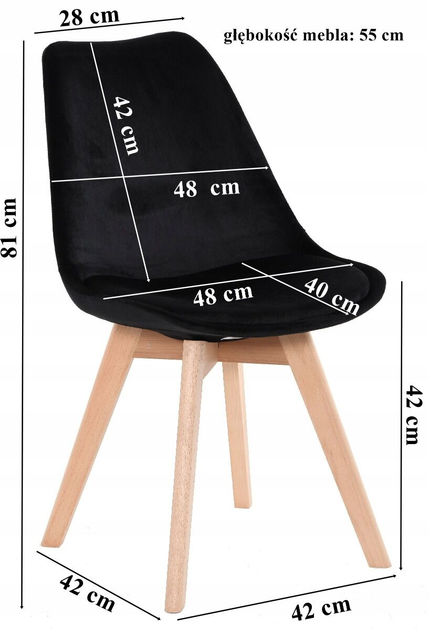 Krzesło do kuchni i salonu OTE Prato Velvet nogi drewniane 48 x 55 x 81 cm Szare (5908221409440) - obraz 7