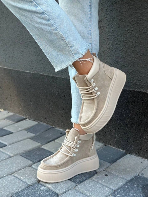Женские демисезонные ботинки ShoesBand Песочные натуральная замша 40 (25,5 см) (S22061д) - изображение 7