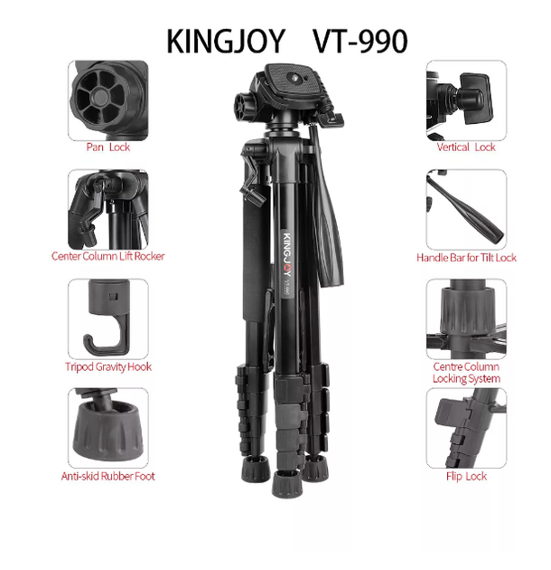 Штатив Tripod Stand Multifunctional 1.68m KingJoy VT-990S - Фото 2 Штатив Tripod Stand Multifunctional 1.68m KingJoy VT-990S - зображення 2