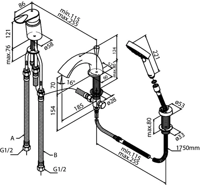 Смеситель для ванны DAMIXA CLOVER 600130000 – низкие цены, кредит ...