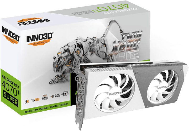 Відеокарта INNO3D PCI-Ex GeForce RTX 4070 Ti Super Twin X2 OC White 16GB GDDR6X (256bit) (2610/21000) (HDMI, 3 x DisplayPort) (N407TS2-166XX-186156W) - зображення 1