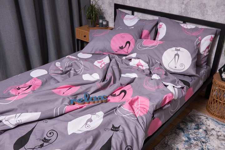 Пододеяльник Moon&Star Бязь Gold Люкс Mauve Cats Полуторный 143x210 см (MS-870000160) - Фото 3 Пододеяльник Moon&Star Бязь Gold Люкс Mauve Cats Полуторный 143x210 см (MS-870000160) - изображение 3