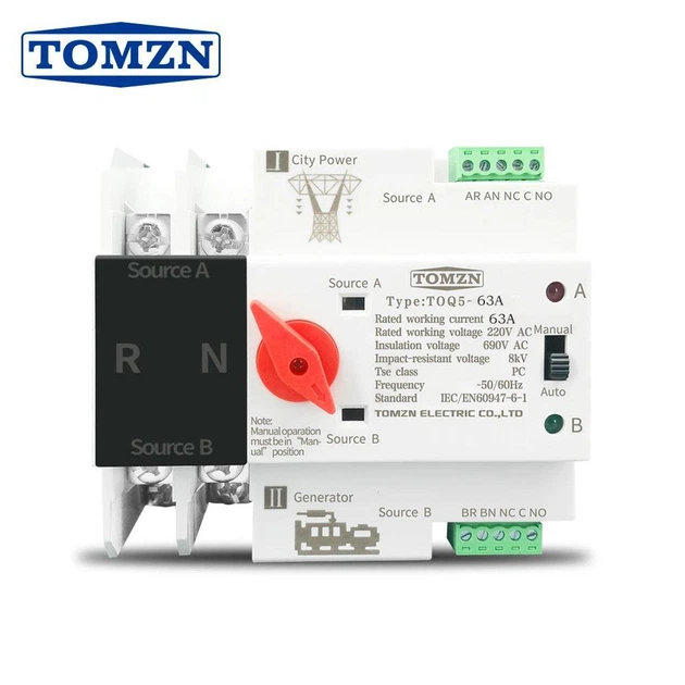 リュンヌページ Автоматичний ввід резерву АВР TOMZN TOQ3-63/4P 63A 4P 380V ATS