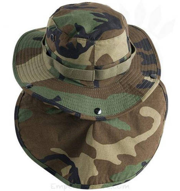 Панама HELIKON-TEX із захистом шиї Bonnie Hat PolyCotton Ripstop US Woodland (KA-BON-PR-04) - зображення 1