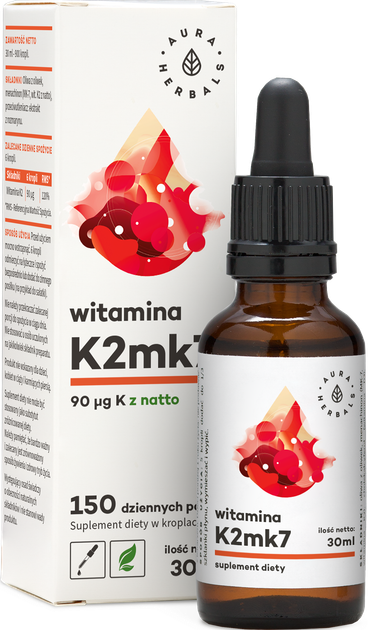 Witamina K2 Aura Herbals Mk7 30 ml AH313 - obraz 1