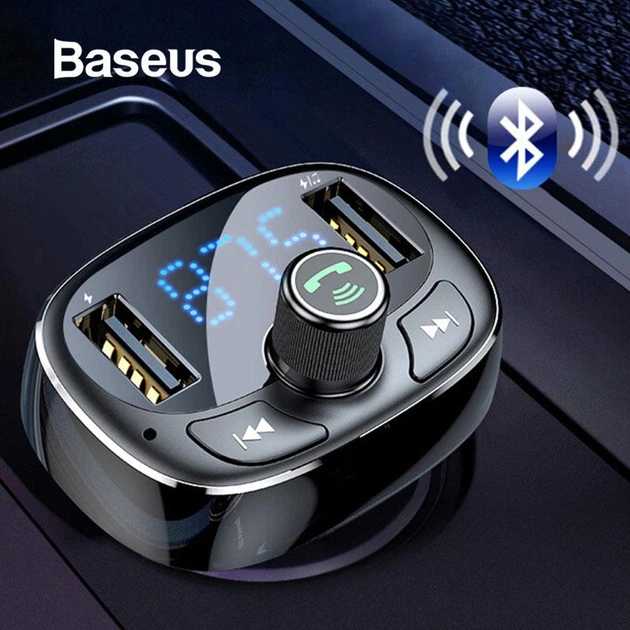 ФМ модулятор с подключением флешки и карт памяти BASEUS T typed with Bluetooth FM S-09 (2USB, 2.4A/1A, BT4.2). Black - изображение 9