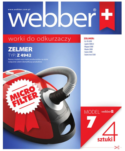 Zestaw worków do odkurzacza Webber Zelmer 4942 (02WWMZ4942) - obraz 1