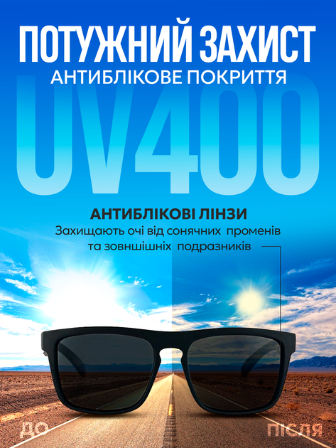 Солнцезащитные очки поляризационные полароид женские мужские солнечные полароиды для рыбалки и отдыха палароид polaroid KDEAM Navi с поляризацией черные (KD332) - изображение 2