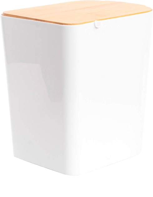 Kosz łazienkowy 5five Simply Smart Bambou z bambusową pokrywą 5 l Biały (3560239658269) - obraz 5