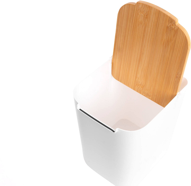 Kosz łazienkowy 5five Simply Smart Bambou z bambusową pokrywą 5 l Biały (3560239658269) - obraz 8