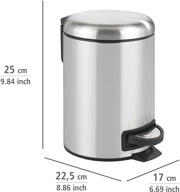 Kosz na śmieci Wenko Leman 3 l Srebrny (4008838173626) - obraz 6