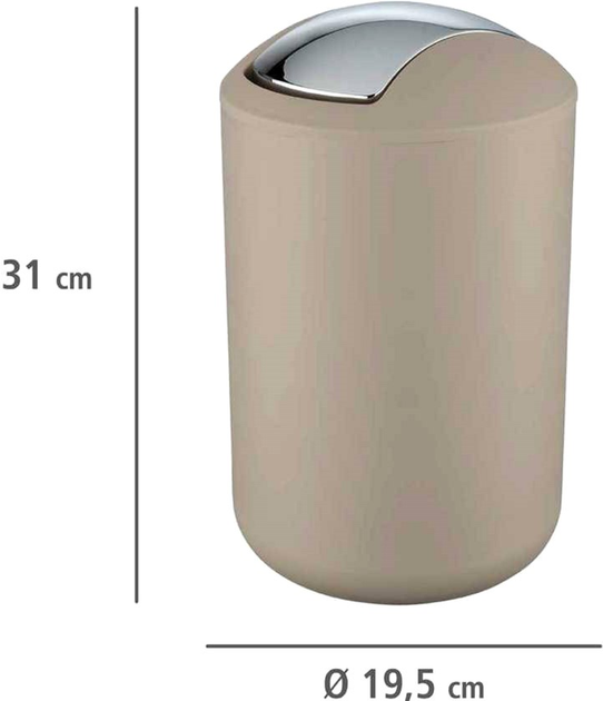 Kosz na śmieci Wenko Brasil 6.5 l Beżowy (4008838212226) - obraz 3