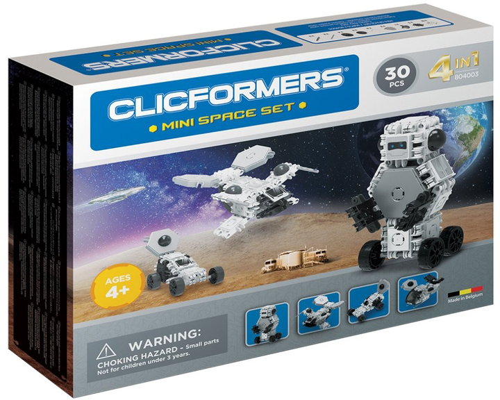 Klocki konstrukcyjne Clicformers Mini Space 4 w 1 Kosmos 30 elementów (8809465534172) - obraz 1