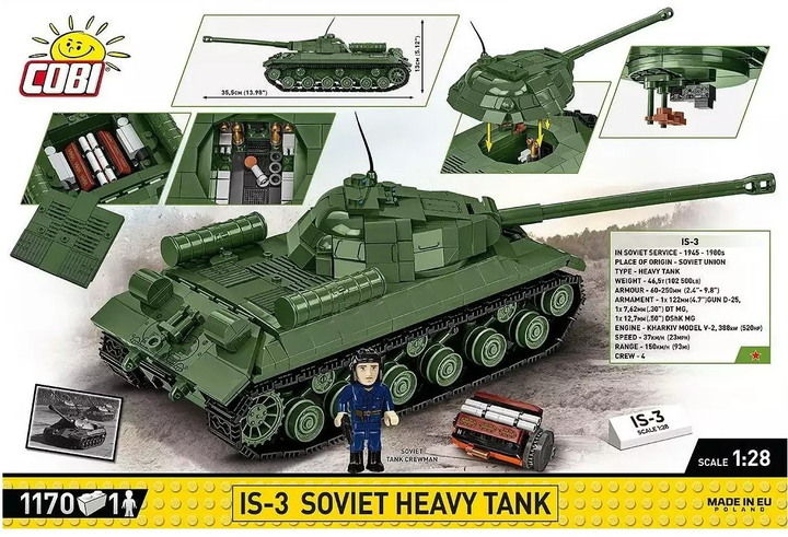 Конструктор Cobi HC WWII IS-3 Soviet Heavy Tank 1171 деталь (5902251025908) - зображення 2