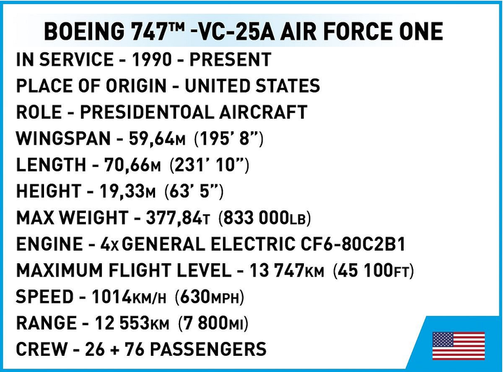 Конструктор Cobi Boeing 747 Air Force One 1087 деталей (5902251266103) - зображення 7