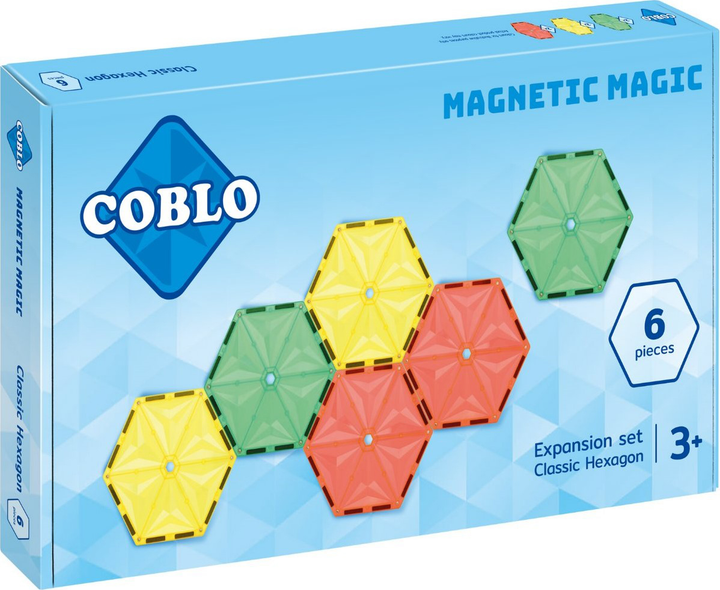 Конструктор магнітний Coblo Classic Hexagon Шестигранні пластини 14 см 6 деталей (8719327675472) - зображення 1