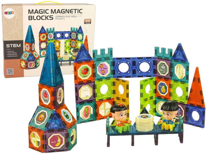 Klocki magnetyczne Leantoys 3D Buildings Zamek 98 elementów (5905515351003) - obraz 2