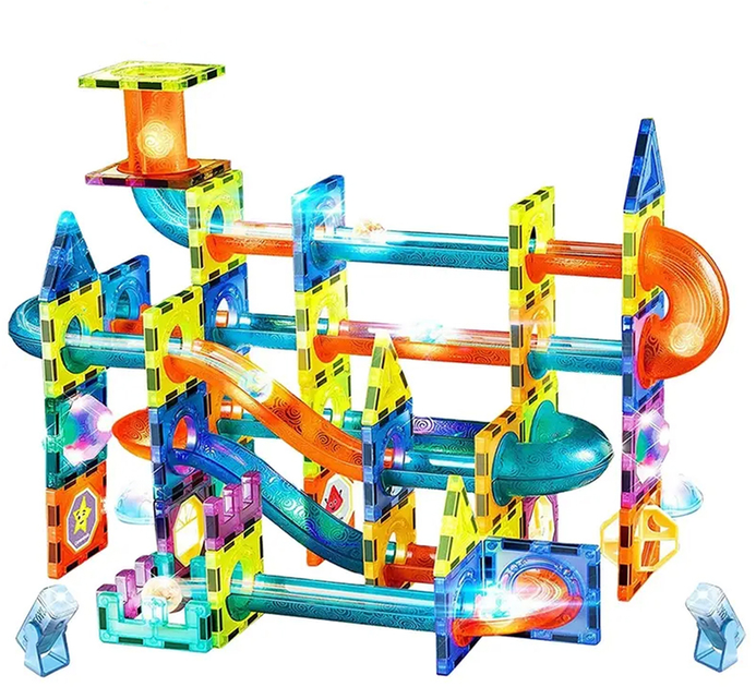Конструктор магнітний LEAN Toys Гірка з підсвічуванням 110 деталей (5905515350938) - зображення 3