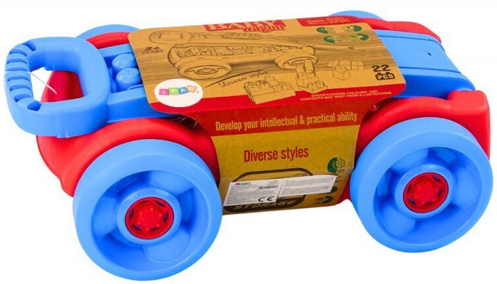 Klocki konstrukcyjne Leantoys Baby Wagon w wózku na kółkach 22 elementy (5905991021117) - obraz 1