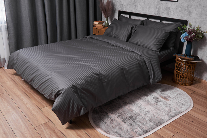 Акція на Підковдра Moon&Star Satin Stripe Stripe Black Полуторна 143x210 см (MS-870000465) від Rozetka