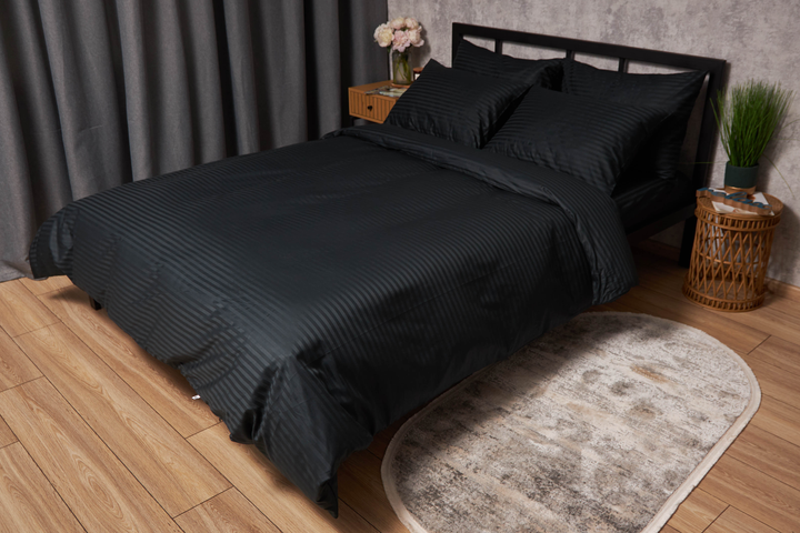 Акція на Підковдра Moon&Star Satin Stripe Midnight Luxe Полуторна Євро 160x220 см (MS-870000471) від Rozetka