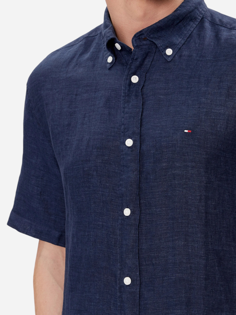 Koszula męska lniana z krótkom rękawem Tommy Hilfiger MW0MW35207-DCC M Granatowa (8720646615889) - obraz 4