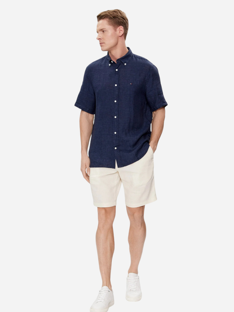 Koszula męska lniana z krótkom rękawem Tommy Hilfiger MW0MW35207-DCC XL Granatowa (8720646616107) - obraz 3