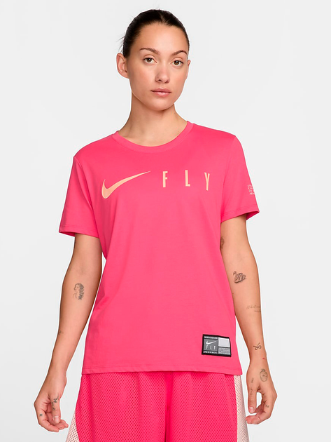 Акція на Футболка жіноча Nike W Nk Df Swoosh Fly Ss Tee FZ3498-629 M Рожева від Rozetka