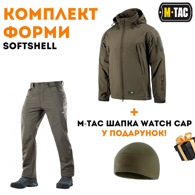 Тактичний теплий комплект форми M-Tac Soft Shell Winter Olive S - зображення 1