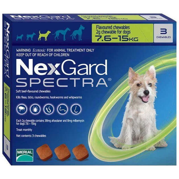 Таблетки від бліх, кліщів і глистів Nexgard Spectra для собак від 7,5-15 кг,(ціна за 1 таблетку) - зображення 2