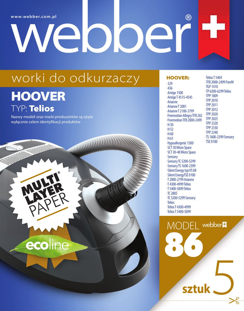 Набір мішків для пилососа Webber Hoover Telios (02WWH30) - зображення 1