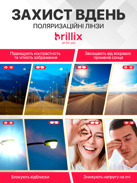 Очки для водителей окуляри для водіїв день ночь антифары антибликовые водителя автомобильные антиблик поляризационные Brillix водительские ночного вождения ночью с надежной оправой и чехлом (BRL-012) - изображение 3
