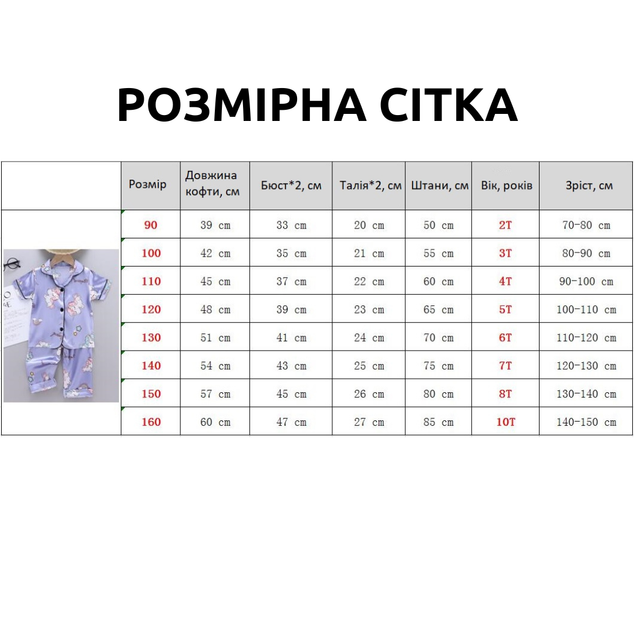 Пижама детская классическая с единорогами (Розовый 120см) - Фото 2 Пижама детская классическая с единорогами (Розовый 120см) - изображение 2