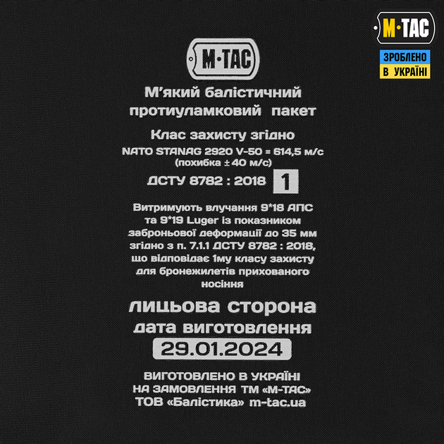 Баллистическая M-Tac защита коленей 1 класс в брюки Sturm пара 28-30 - изображение 2