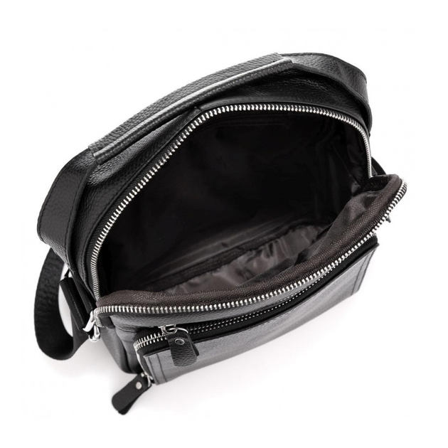 Сумка мужская кожаная черная Tiding Bag M5608-1A через плечо с ручкой - Фото 5 Сумка мужская кожаная черная Tiding Bag M5608-1A через плечо с ручкой - изображение 5
