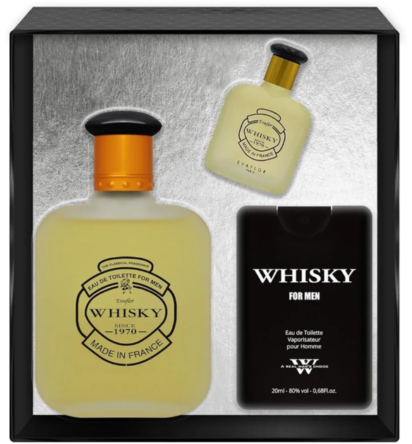 Zestaw Woda toaletowa męska Evaflor Whisky Men 100 ml + Woda toaletowa 20 ml + Woda toaletowa 7.5 ml (3509169931257) - obraz 1