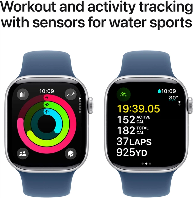Smartwatch Apple Watch Series 10 GPS 42mm Silver Aluminium Case with Denim Sport Band - S/M (MWWA3) - obraz 4