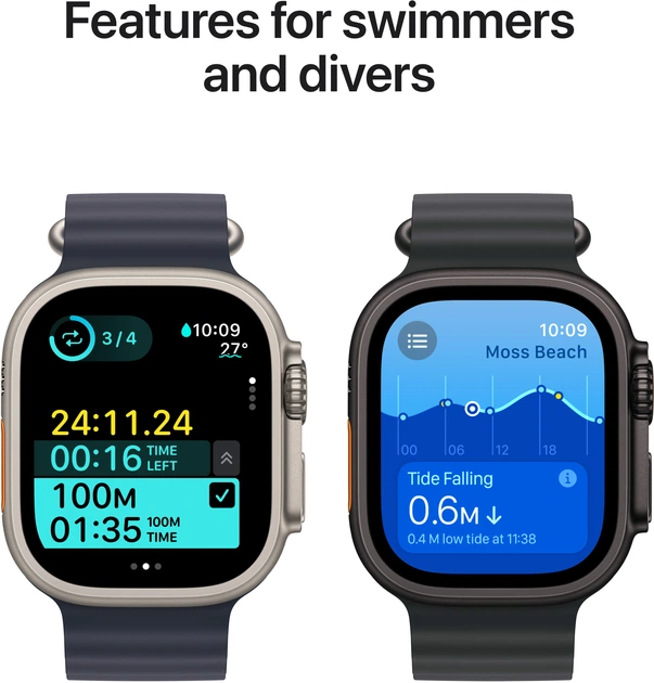 Smartwatch Apple Watch Ultra 2 (2024) GPS + Cellular 49mm Natural Titanium Case with Navy Ocean Band (MX4D3) - obraz 5