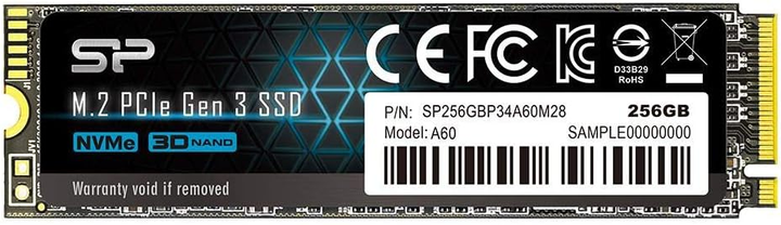 SSD диск Silicon Power P34A60 256GB M.2 2280 PCIe 3.0 x4 SLC (SP256GBP34A60M28RR) - зображення 1