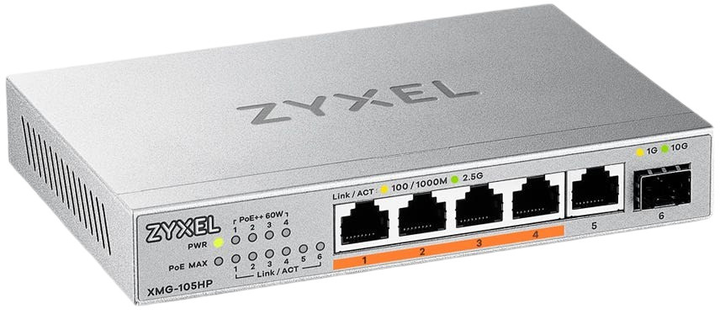 Комутатор Zyxel XMG-105HP Unmanaged 5x 2.5G PoE 1x SFP+ (XMG-105HP-EU0101F) - зображення 1