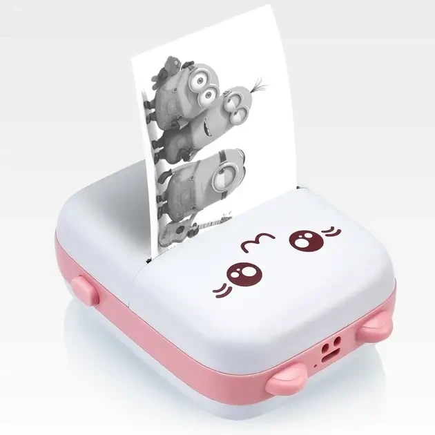Портативный мини принтер Mini Printer термопринтер карманный детский Розовый +1 рулон - изображение 3