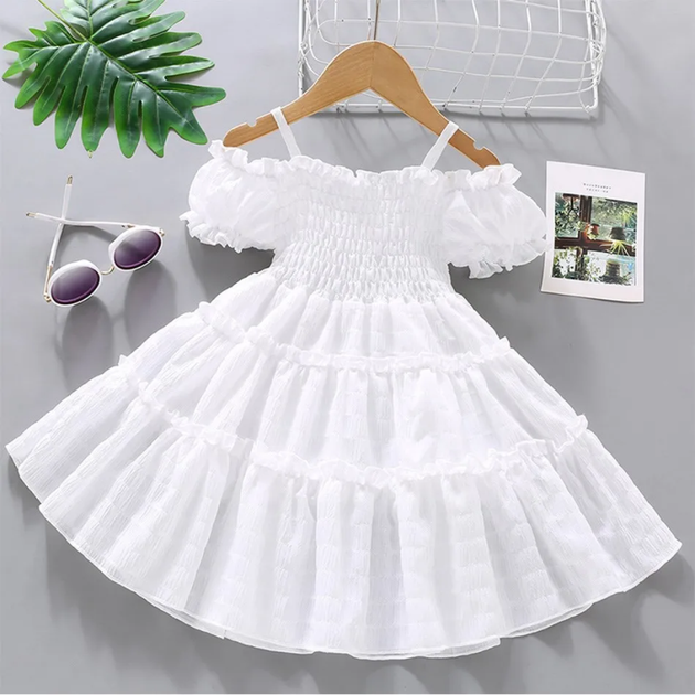 Сарафан для девочки с открытыми плечами Fashion Dress, Белый, 130 см - изображение 4