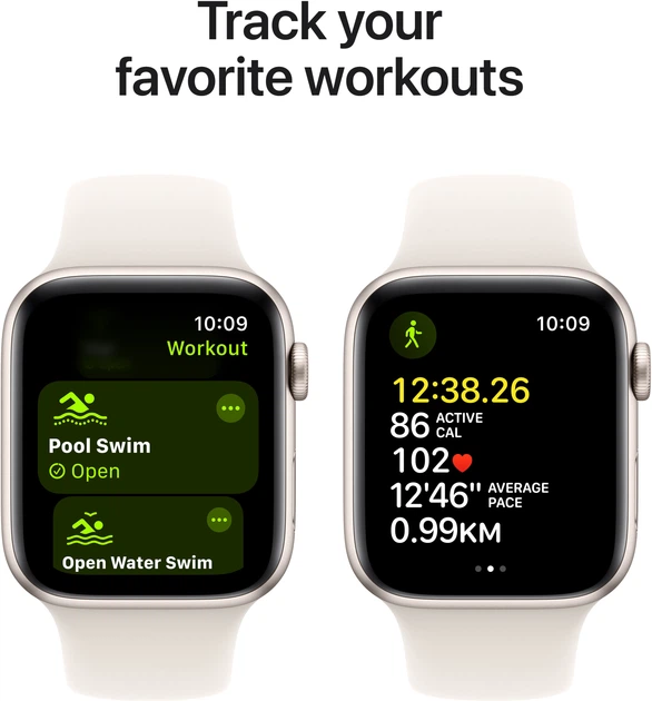 Smartwatch Apple Watch SE (2024) GPS 44mm Starlight Aluminium Case with Starlight Sport Band - S/M (MXEU3) - obraz 6