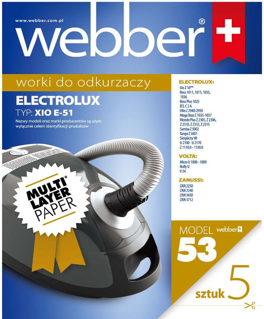 Набір мішків для пилососа Webber Electrolux Xio E51 (02WWE51) - зображення 1