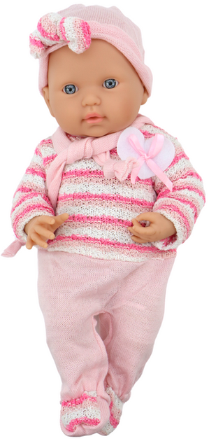 Пупс LEAN Toys у рожевому светрі в смужку 40 см (5905991009269) - зображення 3