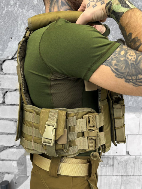 Тактична плитоноска Cordura 1000D із системою MOLLE та комплектом підсумків Coyote - зображення 2