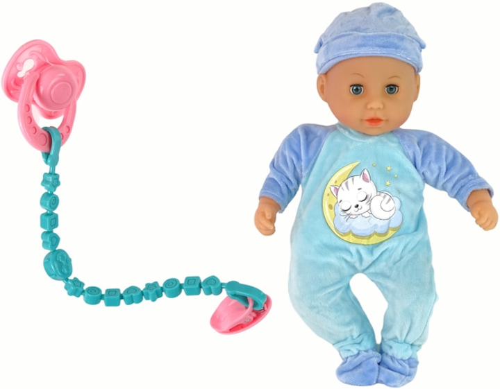 Lalka bobas LEAN Toys z dźwiękiem i akcesoriami Niebieska 38 cm (5905214972134) - obraz 4
