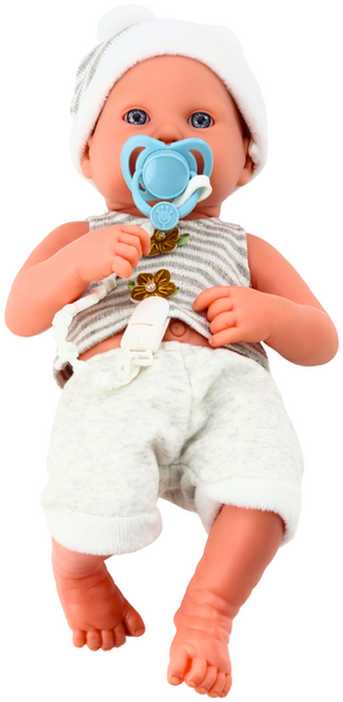 Lalka bobas LEAN Toys w biało-szarym ubraniu 35 cm (5905991015321) - obraz 3