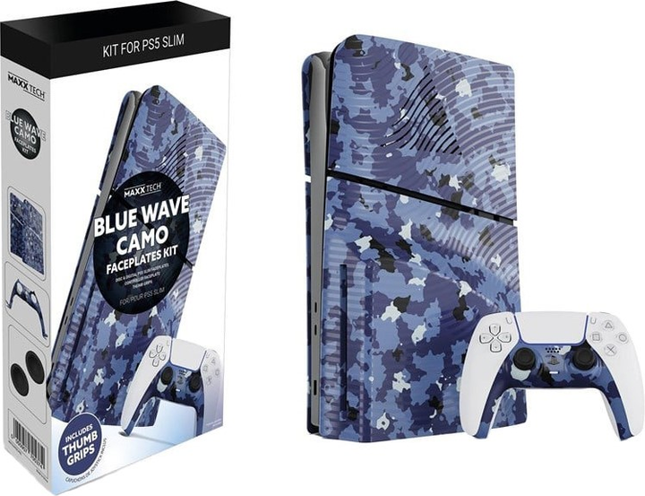 Okładka Maxx Tech PS5 Slim Faceplates + Controller Faceplates Blue Wave Camo (5055957705374) - obraz 1