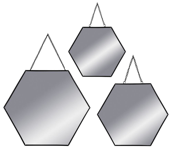 Набір дзеркал Atmosphera декоративних шестикутних 3 шт 20 см, 24 см, 29 см Чорний (3560238919279) - зображення 1